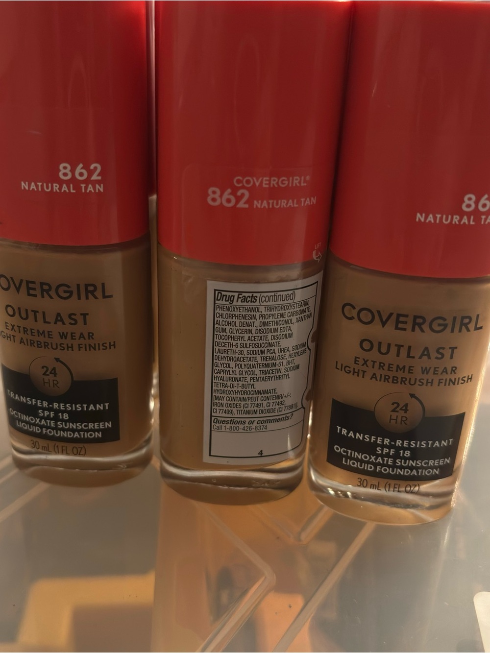 CoverGirl Outlast Foundation 862 Natural‎ Tan SPF 18 New